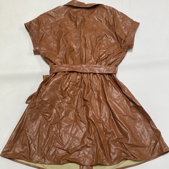 Brown Leatherette Belted Dress - Picture 5 of 5